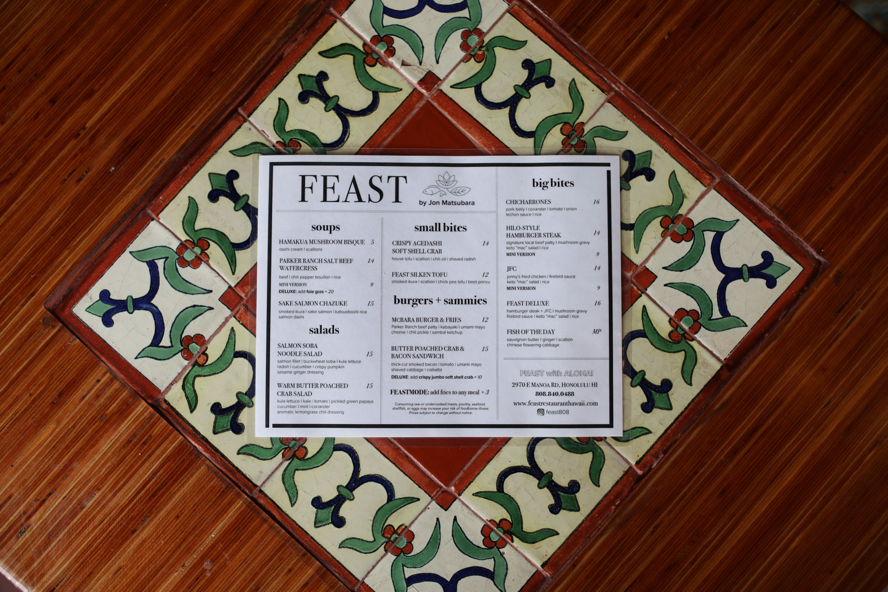 Feast Menu
